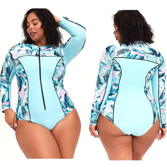 Torrid Other - *Firm 4X Torrid One Piece Rash Guard Zip Swimsuit
